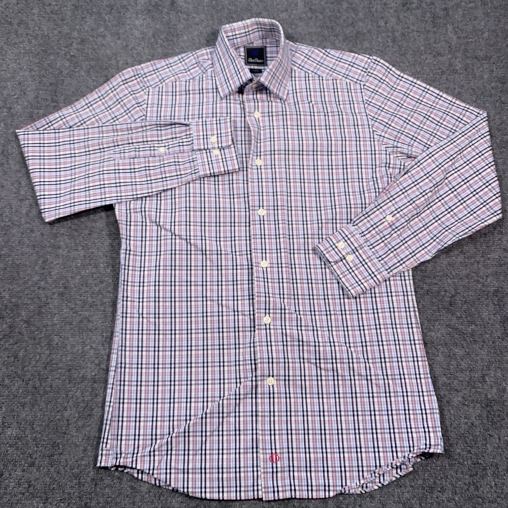 David Donahue Trim Fit Check Luxury Non-Iron Dress Shirt Mens 15 32/33 (S/M) - Picture 2 of 10